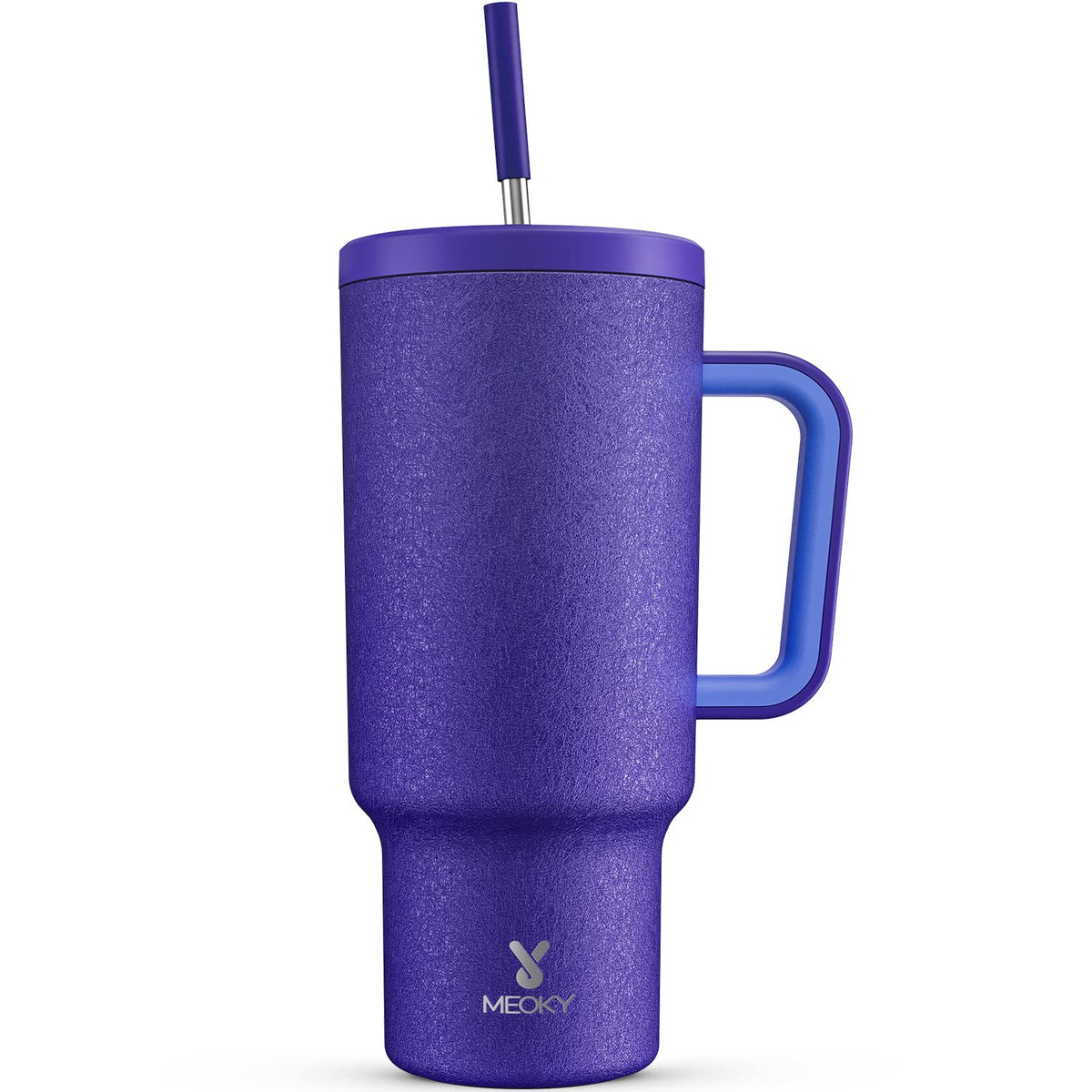 Meoky 40oz Tumbler with Handle, Leak-proof Lid and Straw, Insulated Coffee Mug Stainless Steel Travel Mug, Keeps Cold for 34 Hours or Hot for 10 Hours (Night)