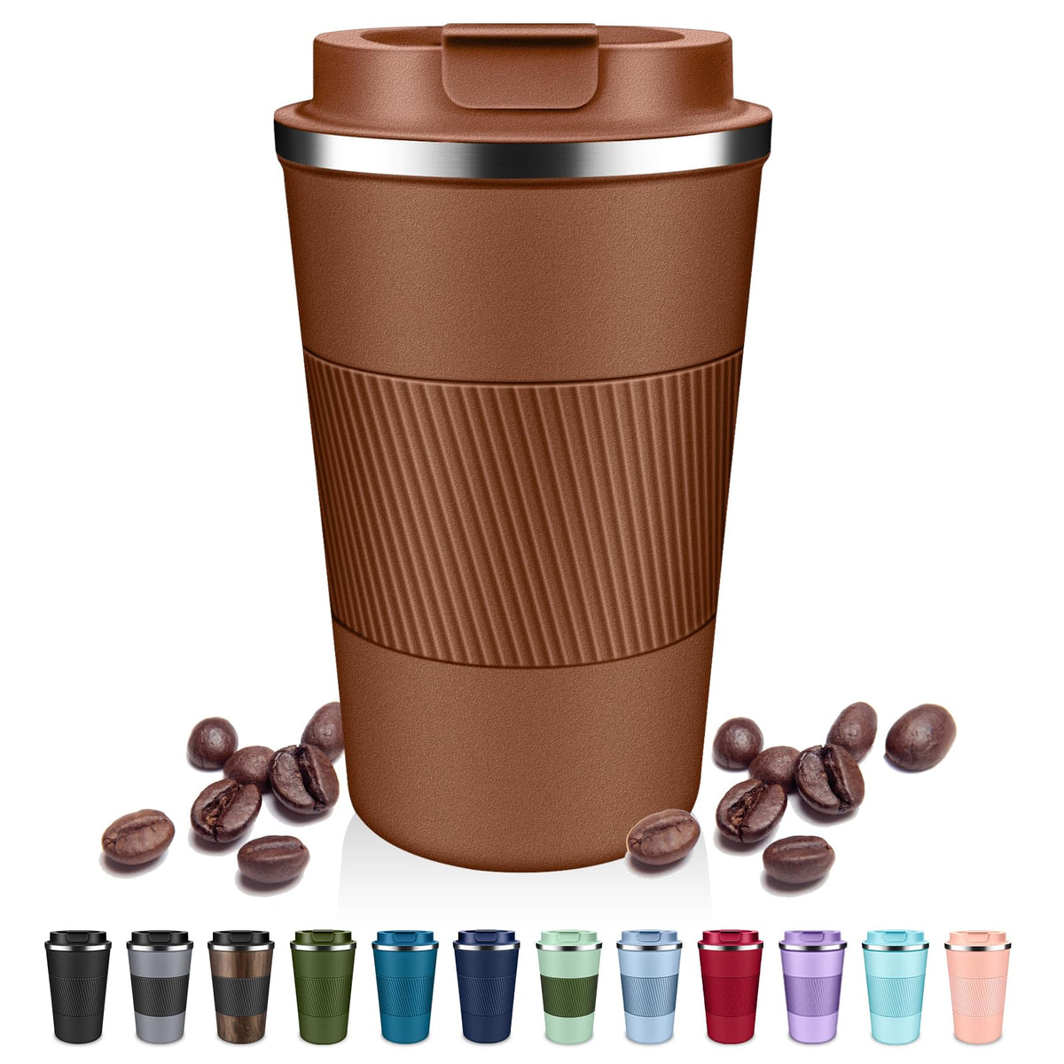 DUBUXW Insulated Coffee Tumblers with Flip Lid 12oz / 17oz, Stainless Steel Coffee Mug Leak Proof, Vacuum Insulated Coffee Mug Reusable Cup, Keeps Cold and Hot for Coffee Tea