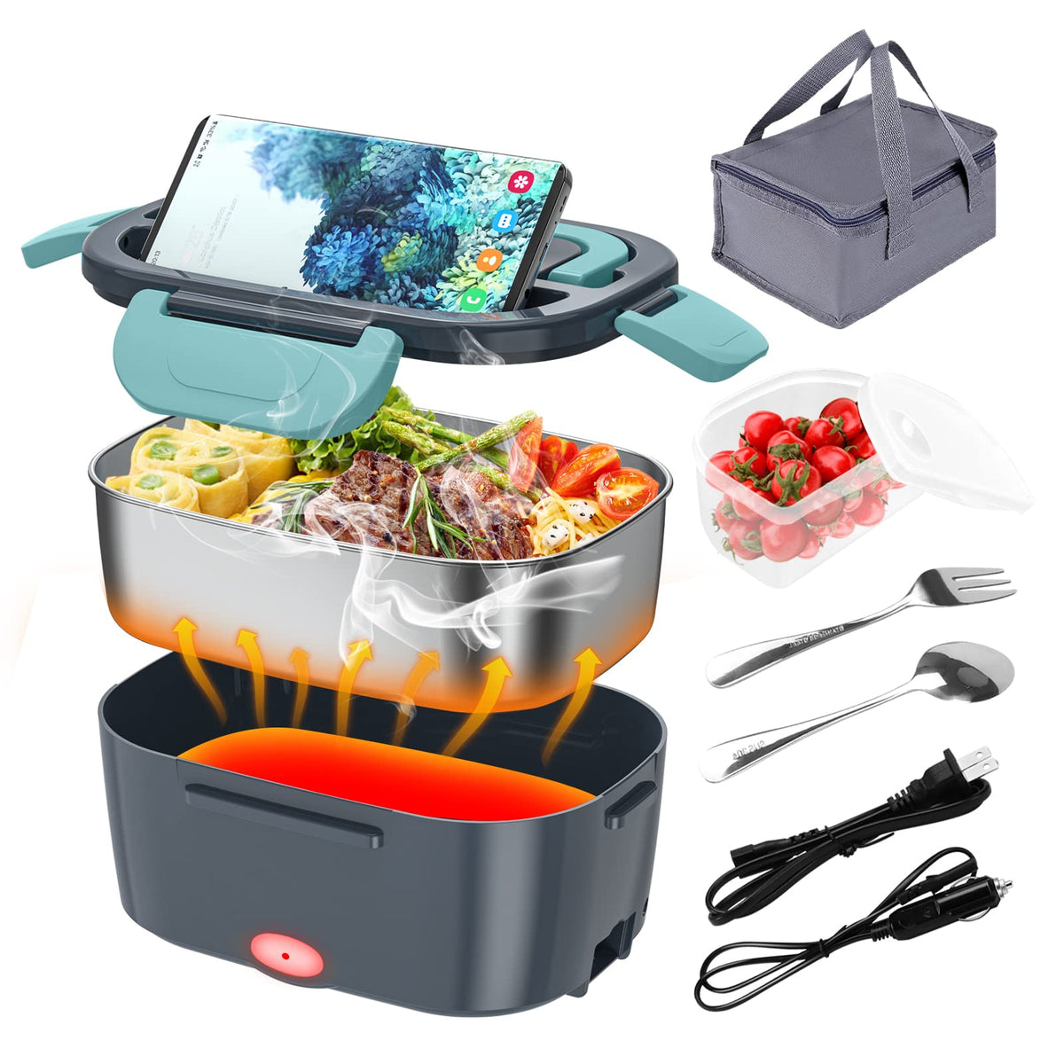 CHARMDOO Electric Lunch Box, Food Warmer Heater 12V 24V 110V
