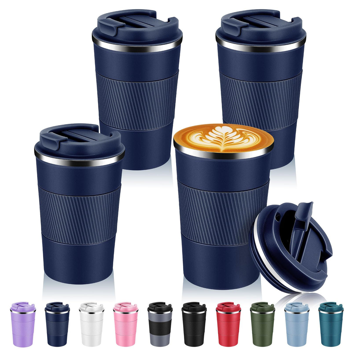 Volhoply 13 oz Stainless Steel Insulated Travel Coffee Cup with Fip Lid,Reusable Double Wall Vacuum Metal Coffee Mug,Portable to Go Leak Proof Cafe Mugs for Hot & Cold Drinks(Pink,1)
