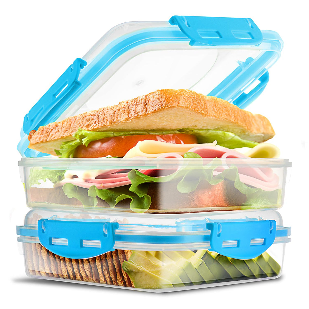 Tafura 2 Pack Sandwich Containers with Lids, BPA-Free, Black