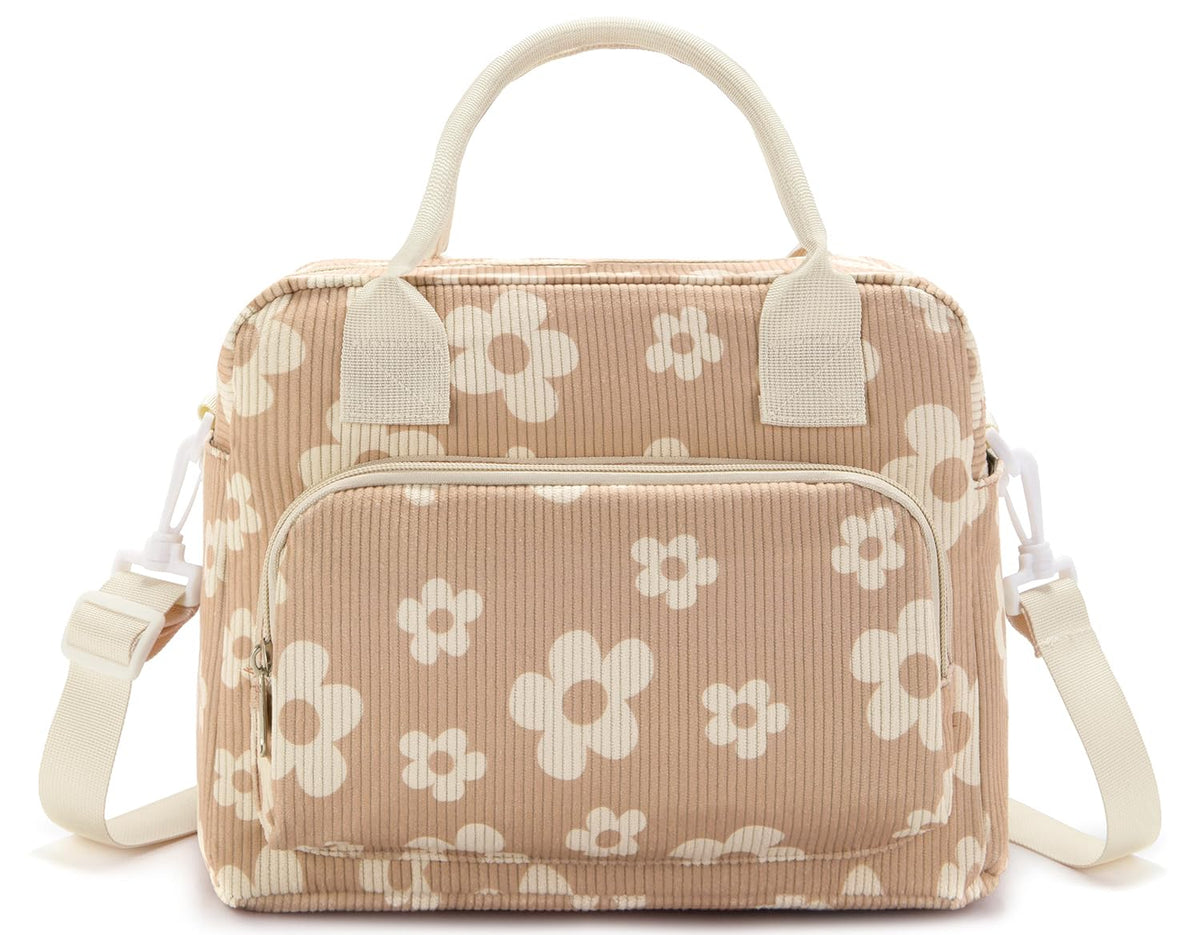 Lunch Bag Women Lunch Box for Women Adult Cute Insulated Lunch Bag Lager Cooler Lunch Tote Bags for Work Picnic (Beige-Brown Plaid)