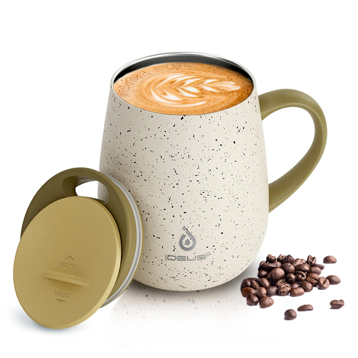 Ideus 16 oz Insulated Coffee Mug with Lid and Handle (Sakura Pink 2.0)