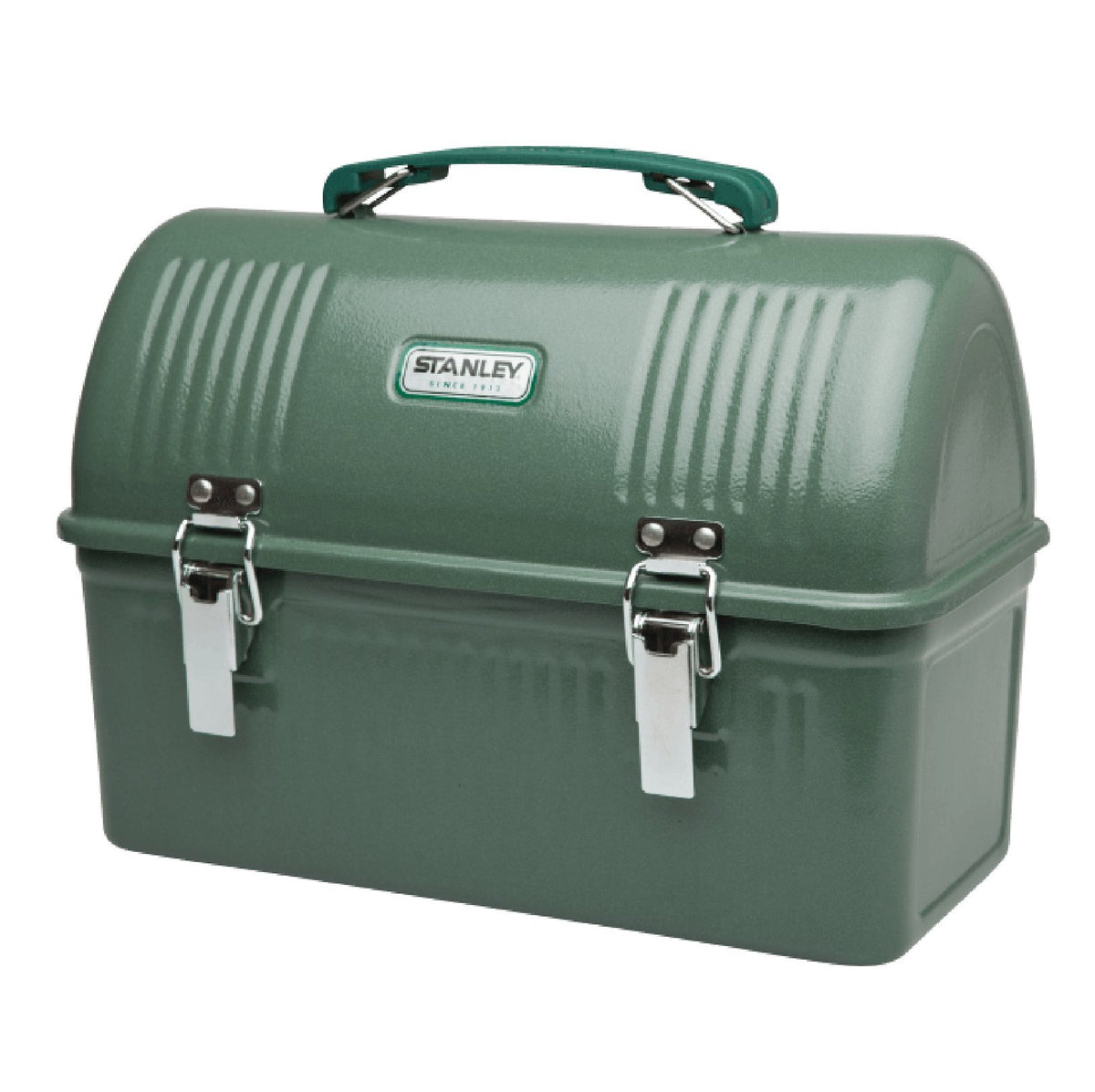 STANLEY Classic Lunch Box 10 qt | Vintage Metal Lunchbox | Durable Meal Container with Handle and Latch | Stores Food, Drinks, Thermos, Water Bottle | Hammertone Green