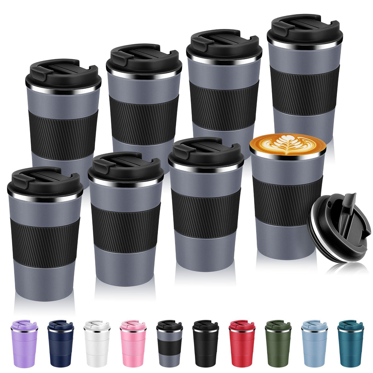 Volhoply 13 oz Stainless Steel Insulated Travel Coffee Cup with Fip Lid,Reusable Double Wall Vacuum Metal Coffee Mug,Portable to Go Leak Proof Cafe Mugs for Hot & Cold Drinks(Pink,1)