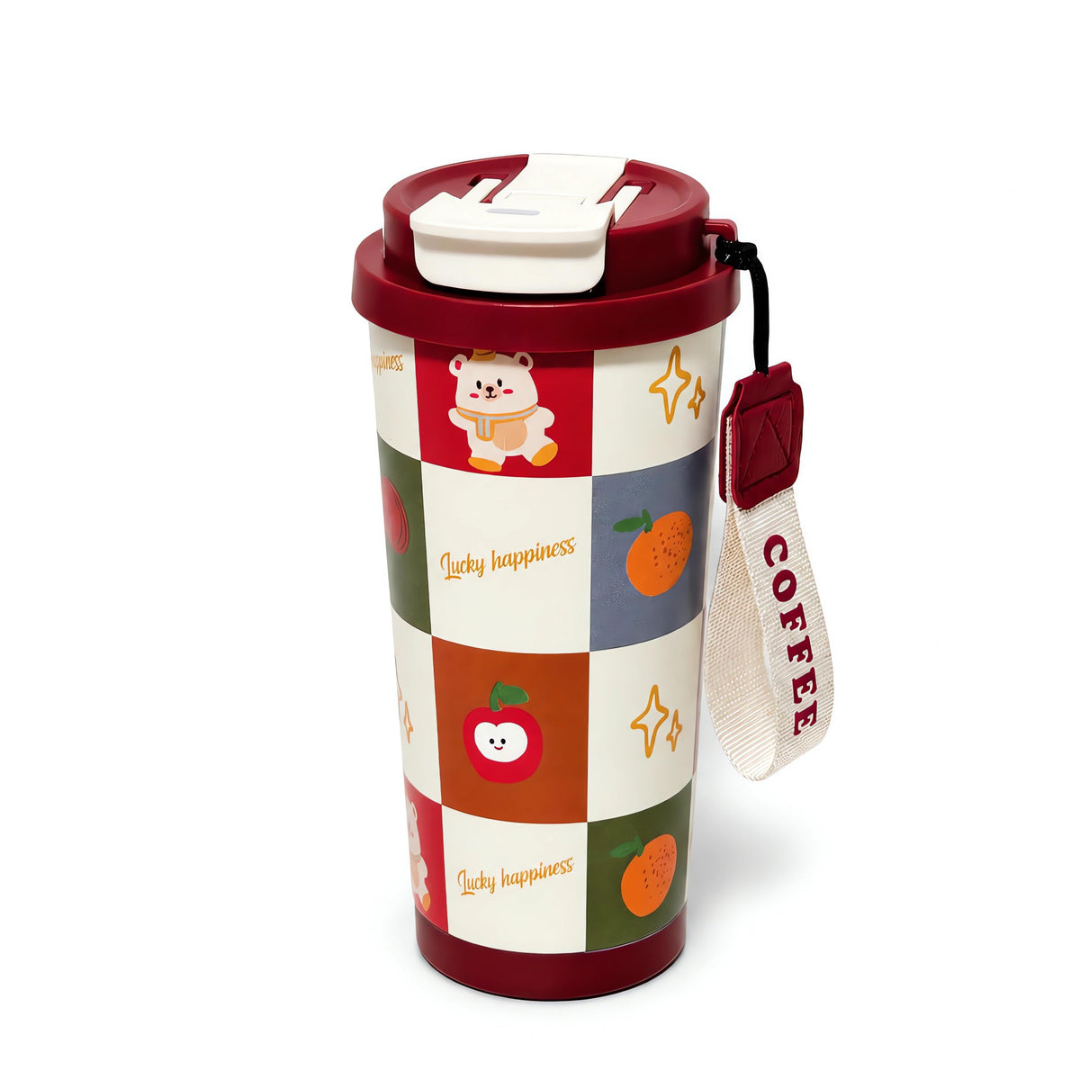 16oz Cat Coffee Travel Mug with Lid and Straw