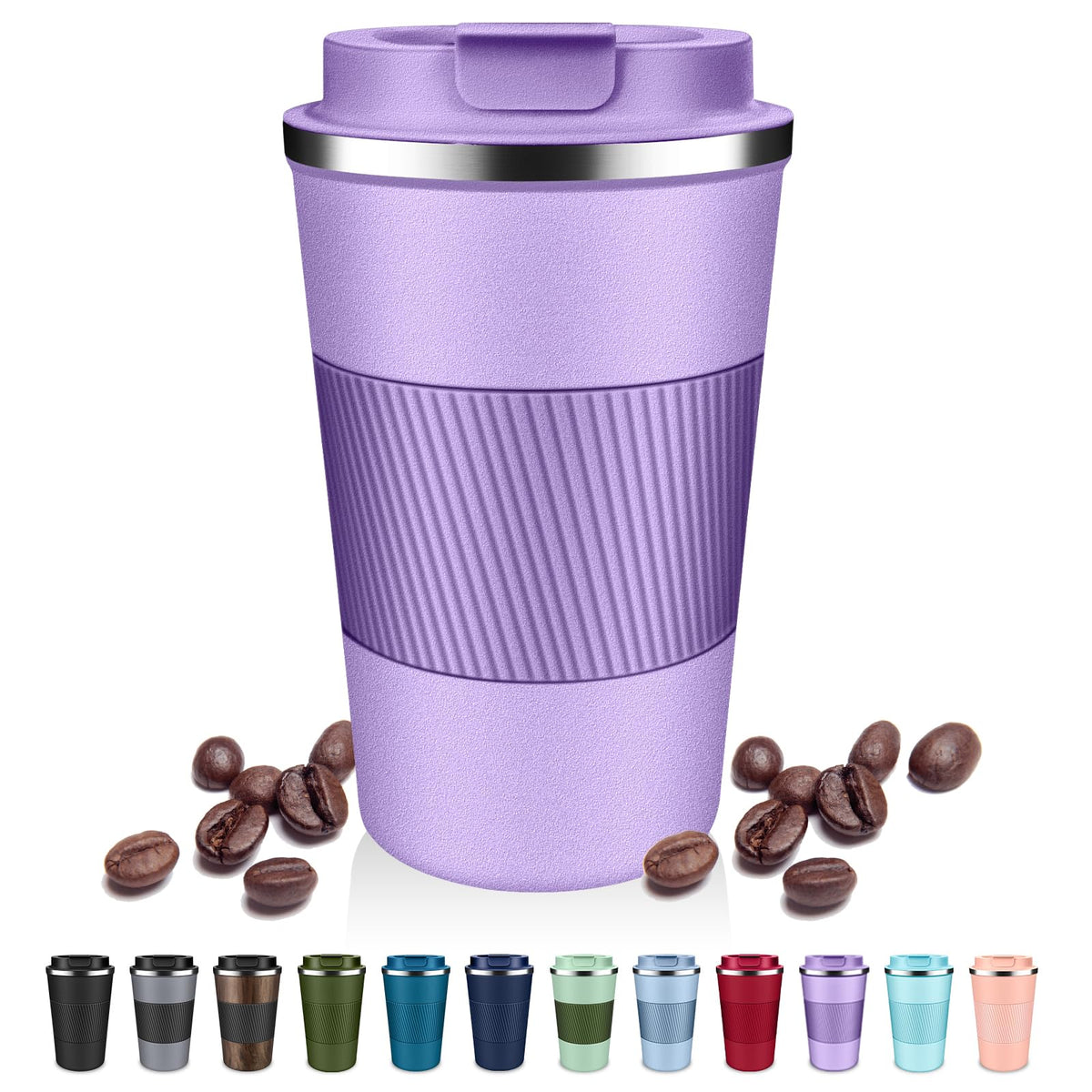 DUBUXW Insulated Coffee Tumblers with Flip Lid 12oz / 17oz, Stainless Steel Coffee Mug Leak Proof, Vacuum Insulated Coffee Mug Reusable Cup, Keeps Cold and Hot for Coffee Tea
