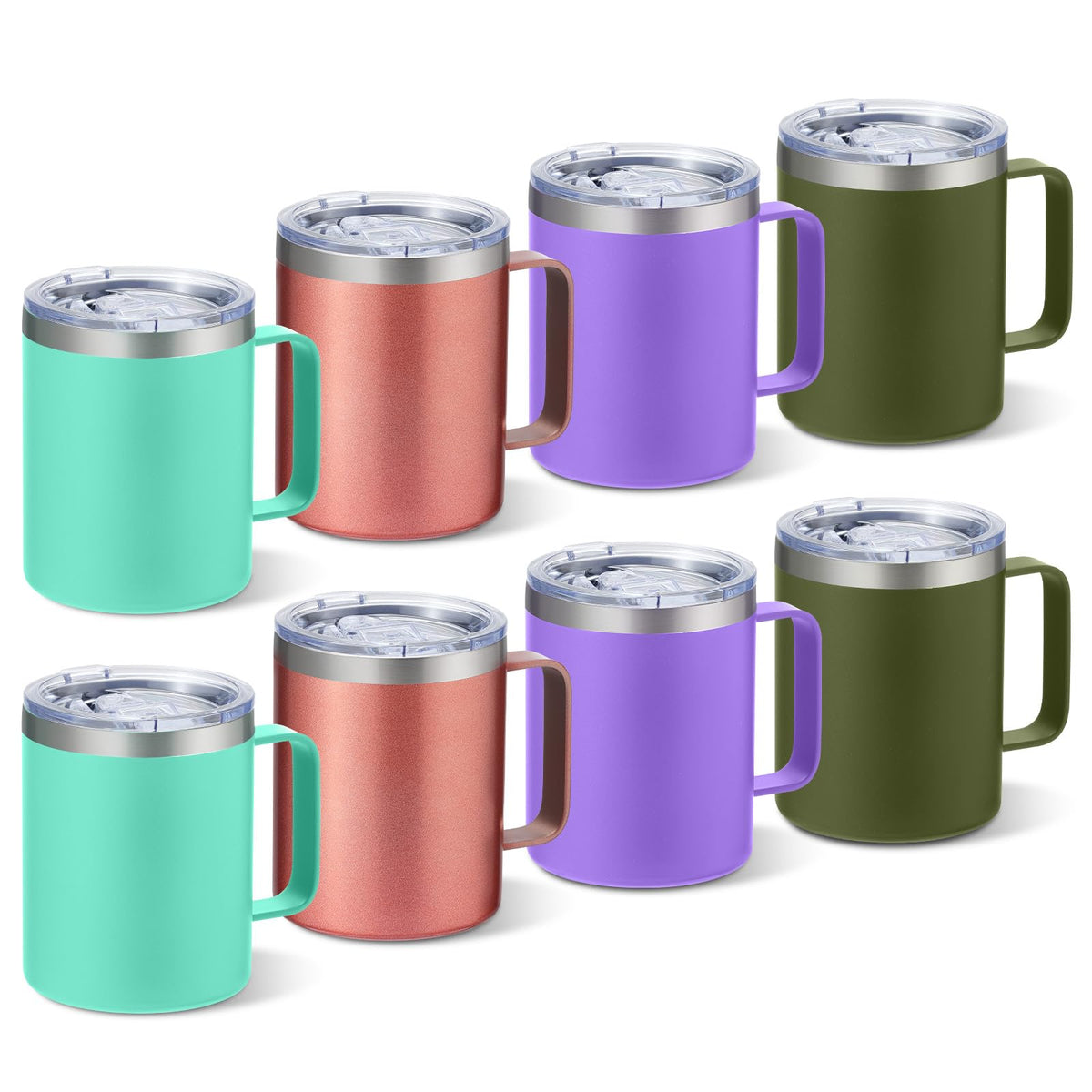 4 Pack 12oz Insulated Coffee Mug with Handle, 4 Colors