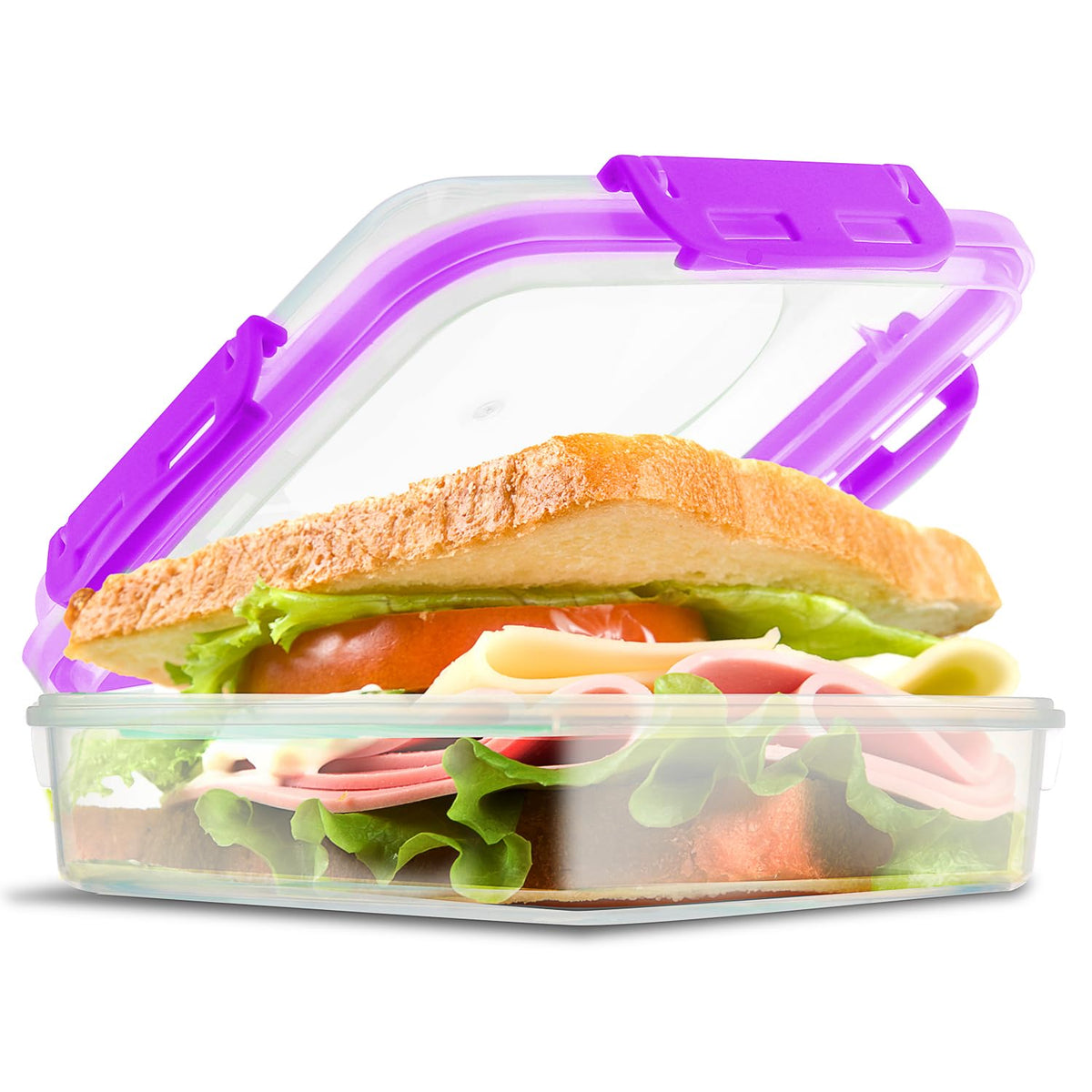 Tafura 2 Pack Sandwich Containers with Lids, BPA-Free, Black