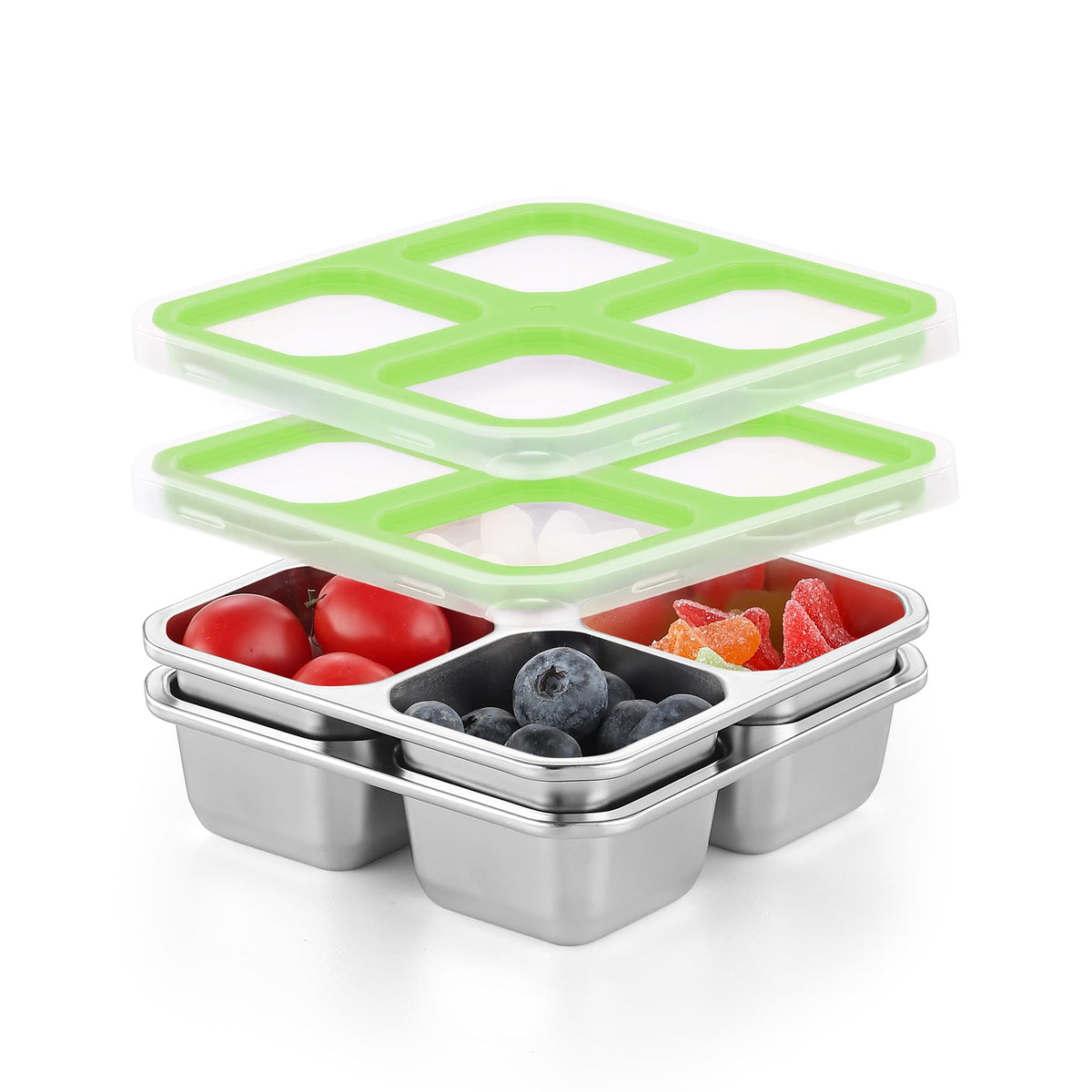 BEFOY 304 Stainless Steel Snack Containers with Lids Bento Lunch Boxes