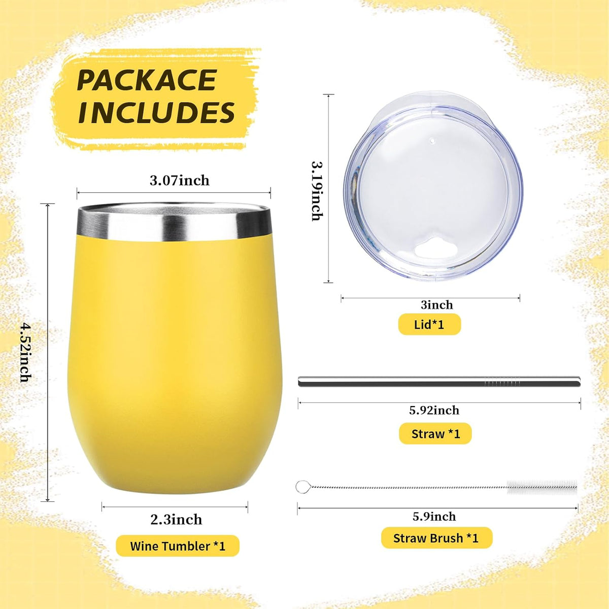 12oz Stemless Wine Tumbler with Lid Double Wall Insulated Wine Cup Stainless Steel Glasses Tumbler with Straw Insulated Cocktail Tumbler Coffee Mug for Hot and Cold Beverages (Multicolor-4, 4 Pack)