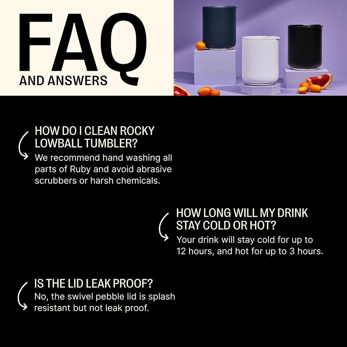 Fellow Rocky 10 oz Ceramic Lined Lowball Tumbler for Whiskey & Cocktails