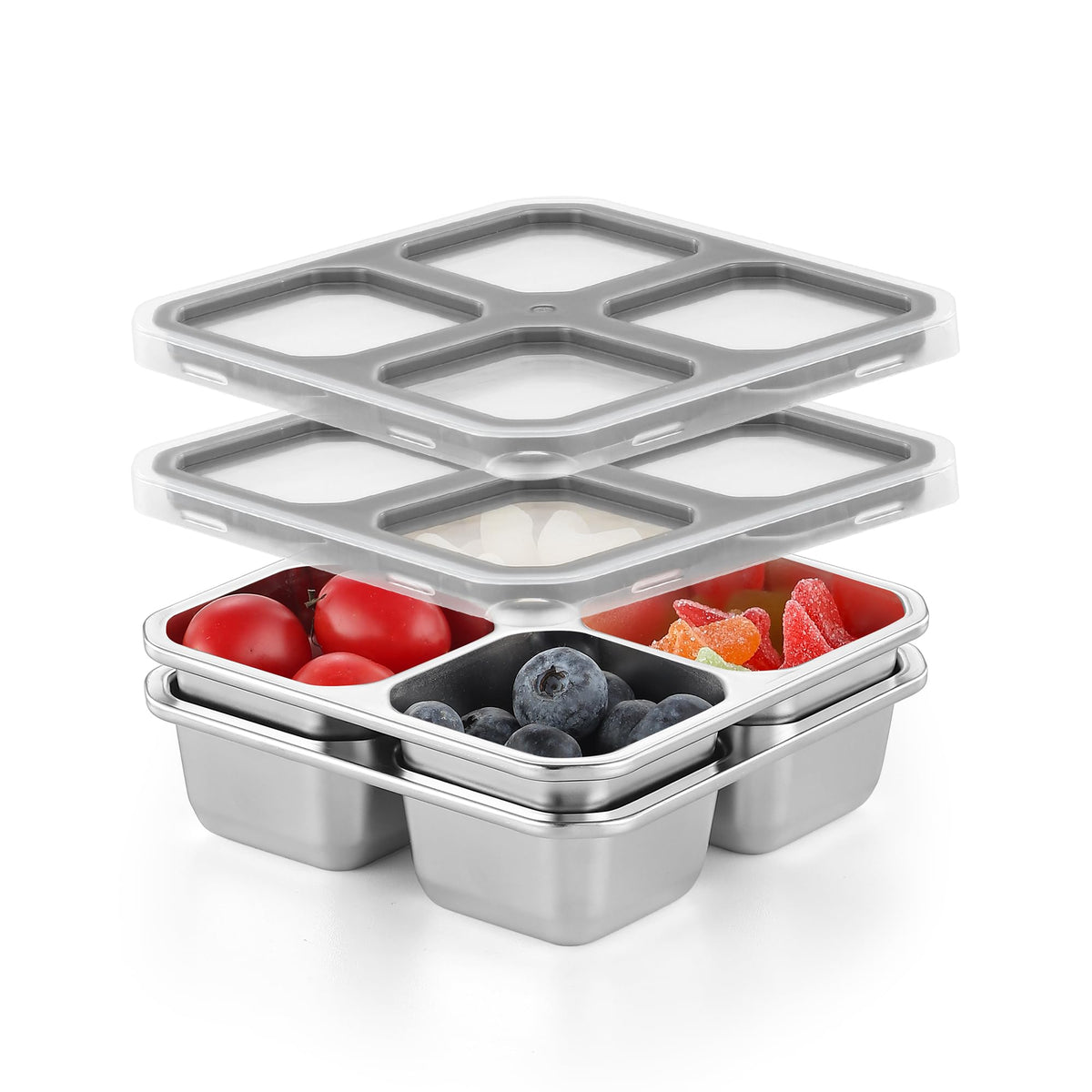 BEFOY 304 Stainless Steel Snack Containers with Lids Bento Lunch Boxes