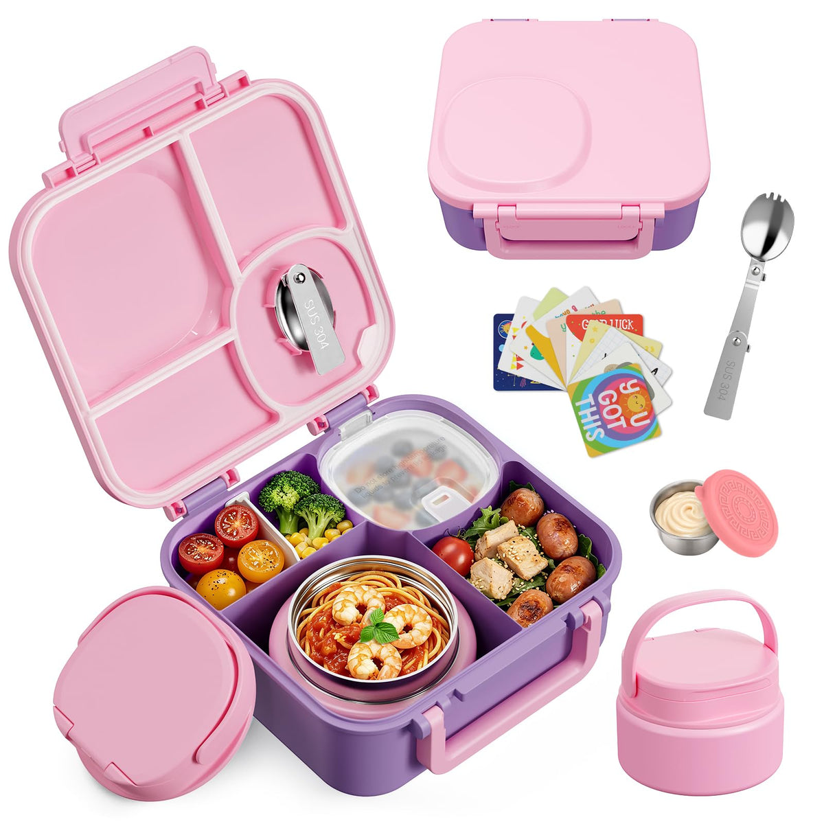 wiwens Kids Bento Lunch Box with Soup Thermo Food Lunch Container for Kid