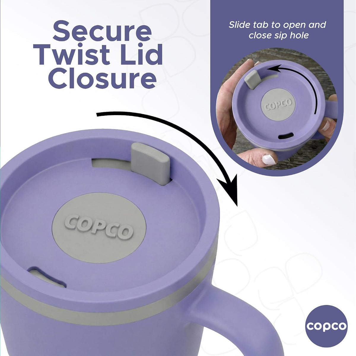 Copco 16 Oz Cone Insulated Travel Mug with Handle (Light Purple)