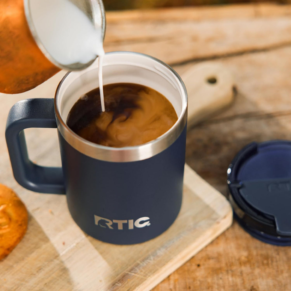 RTIC 12oz Essential Mug with Lid and Handle, Ceramic Lined, Pale Pink