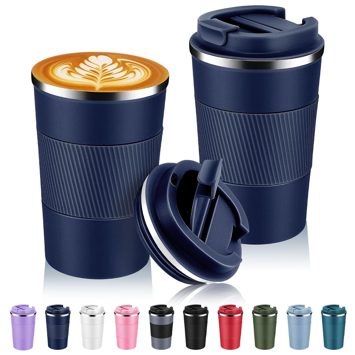 Volhoply 13 oz Stainless Steel Insulated Travel Coffee Cup with Fip Lid,Reusable Double Wall Vacuum Metal Coffee Mug,Portable to Go Leak Proof Cafe Mugs for Hot & Cold Drinks(Pink,1)