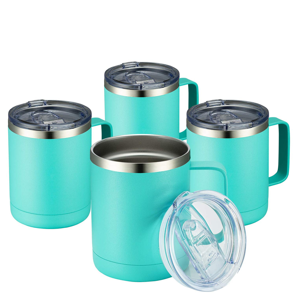 MEWAY 12oz Coffee Mug With Handle and Sliding Lid,Stainless Steel Travel Tumbler Cup with Handle,Double Wall Vacuum Insulated Camping Cup for Hot & Cold Drinks Tea (Lilac,Set of 1)