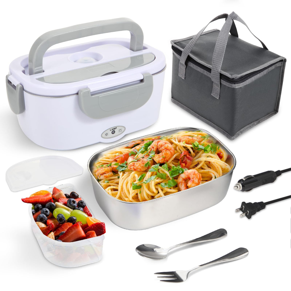 SOHIDA 1.5L Electric Lunch Box Food Heater, 80W Heated Lunch Box (Green)