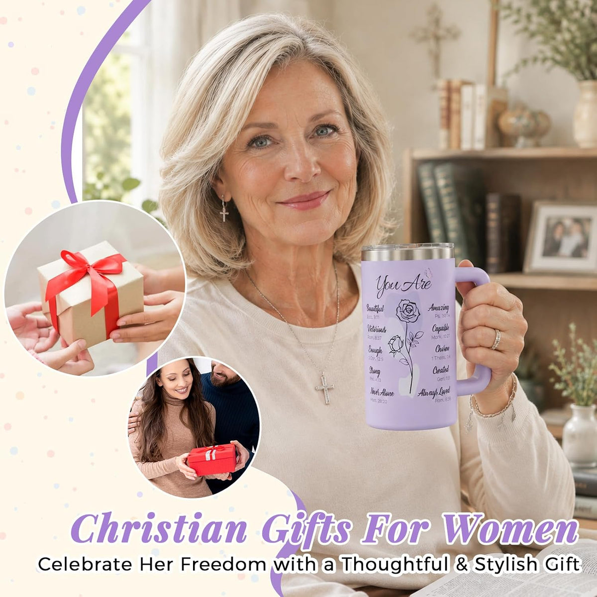 Christian Gifts for Women, 20oz Insulated Religious Coffee Mug With Handle