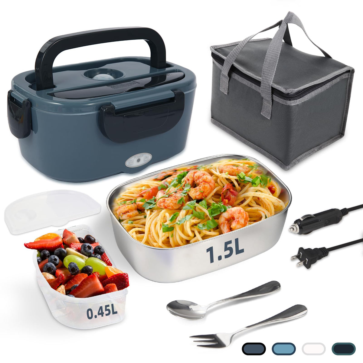 SOHIDA 1.5L Electric Lunch Box Food Heater, 80W Heated Lunch Box (Green)