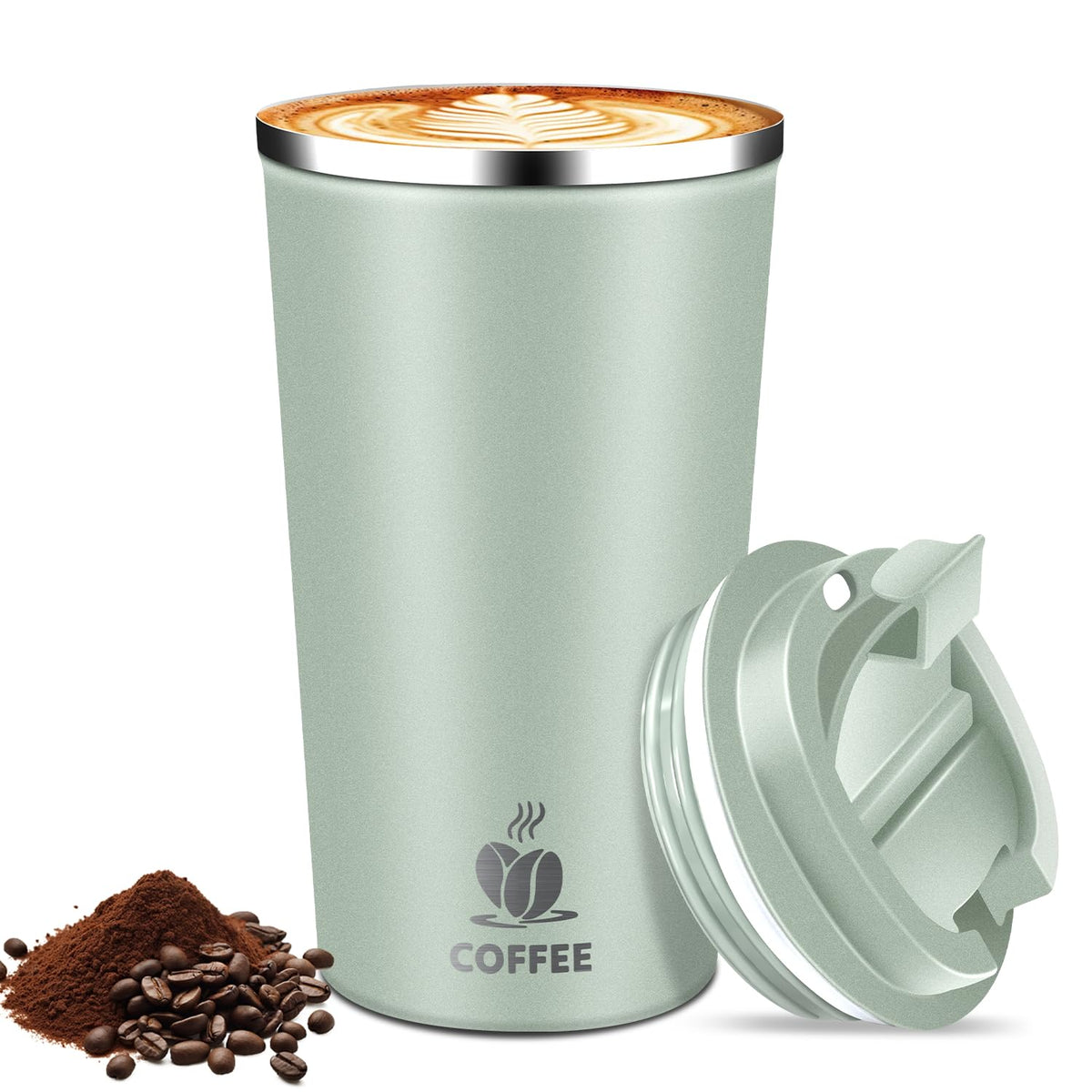 17oz Insulated Travel Coffee Mug with Flip Lid – Leakproof Stainless Steel Insulated Coffee Tumblers, Reusable Coffee Cup for Hot & Cold Drinks, Perfect for Camping & On-the-Go