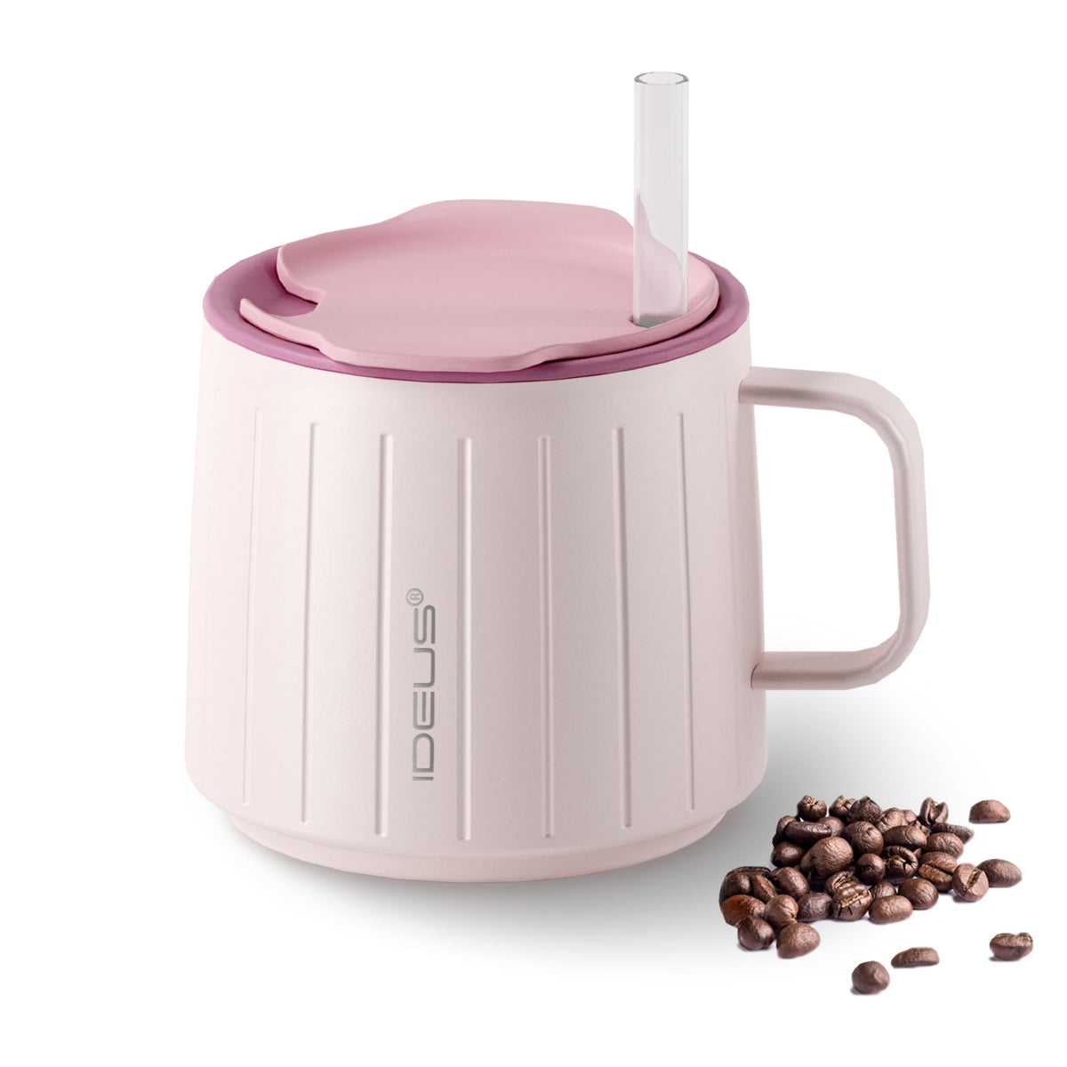 Ideus 16 oz Insulated Coffee Mug with Lid and Handle (Sakura Pink 2.0)