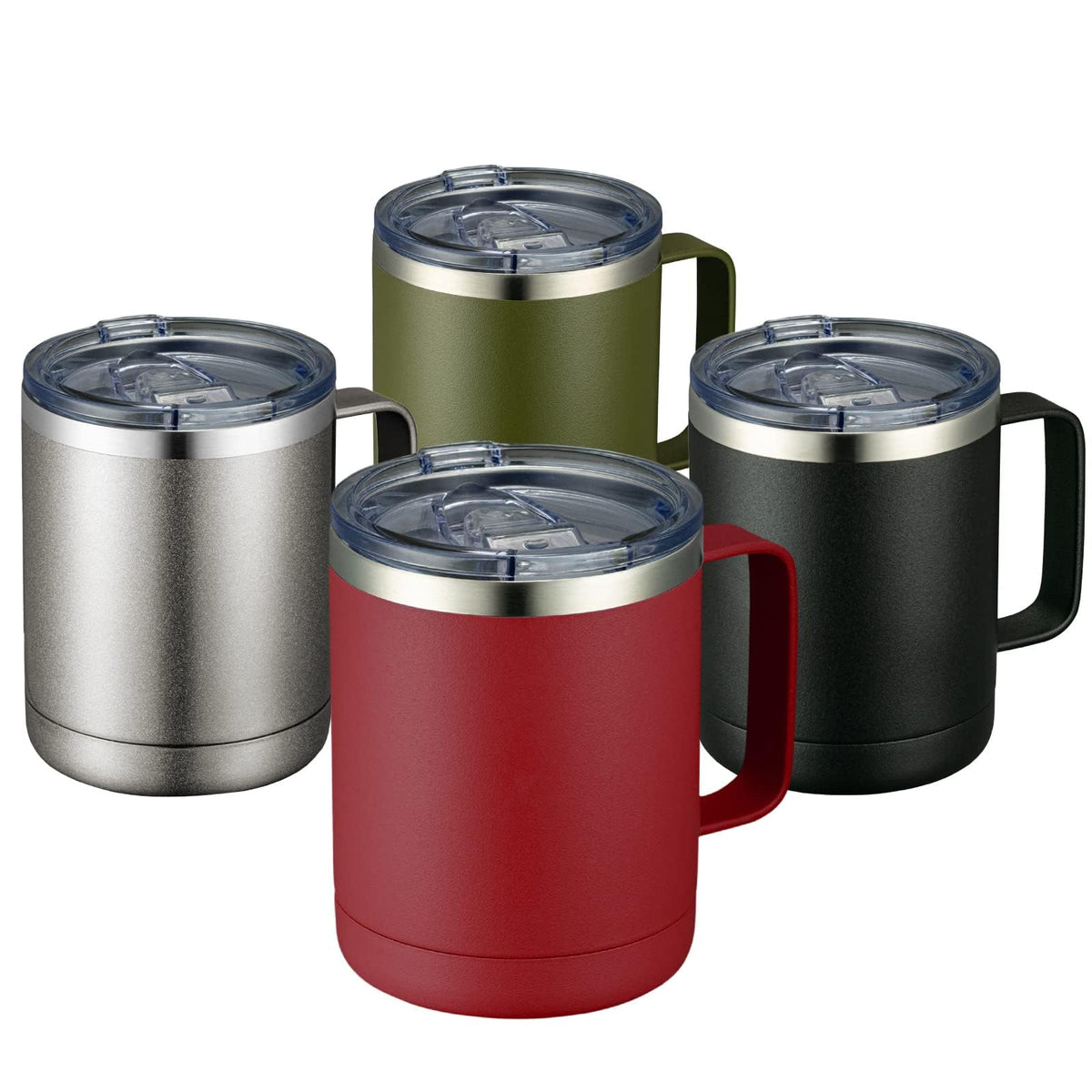MEWAY 12oz Coffee Mug With Handle and Sliding Lid,Stainless Steel Travel Tumbler Cup with Handle,Double Wall Vacuum Insulated Camping Cup for Hot & Cold Drinks Tea (Lilac,Set of 1)