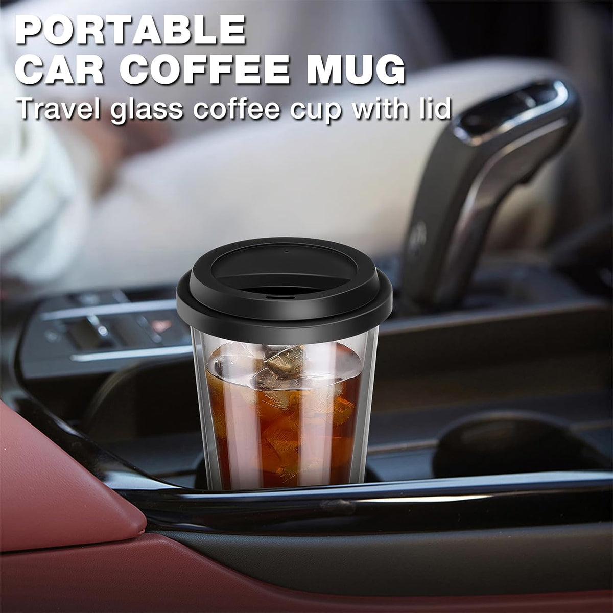 Qipecedm® 2 Packs Double Walled Glass Coffee Mugs with Silicone Lids, 12 OZ Reusable Glass Coffee Cups, Insulated Coffee Mugs, Cappuccino,Tea,Latte,Iced Coffee Cups, Glass Travel Mug, Heat Resistant