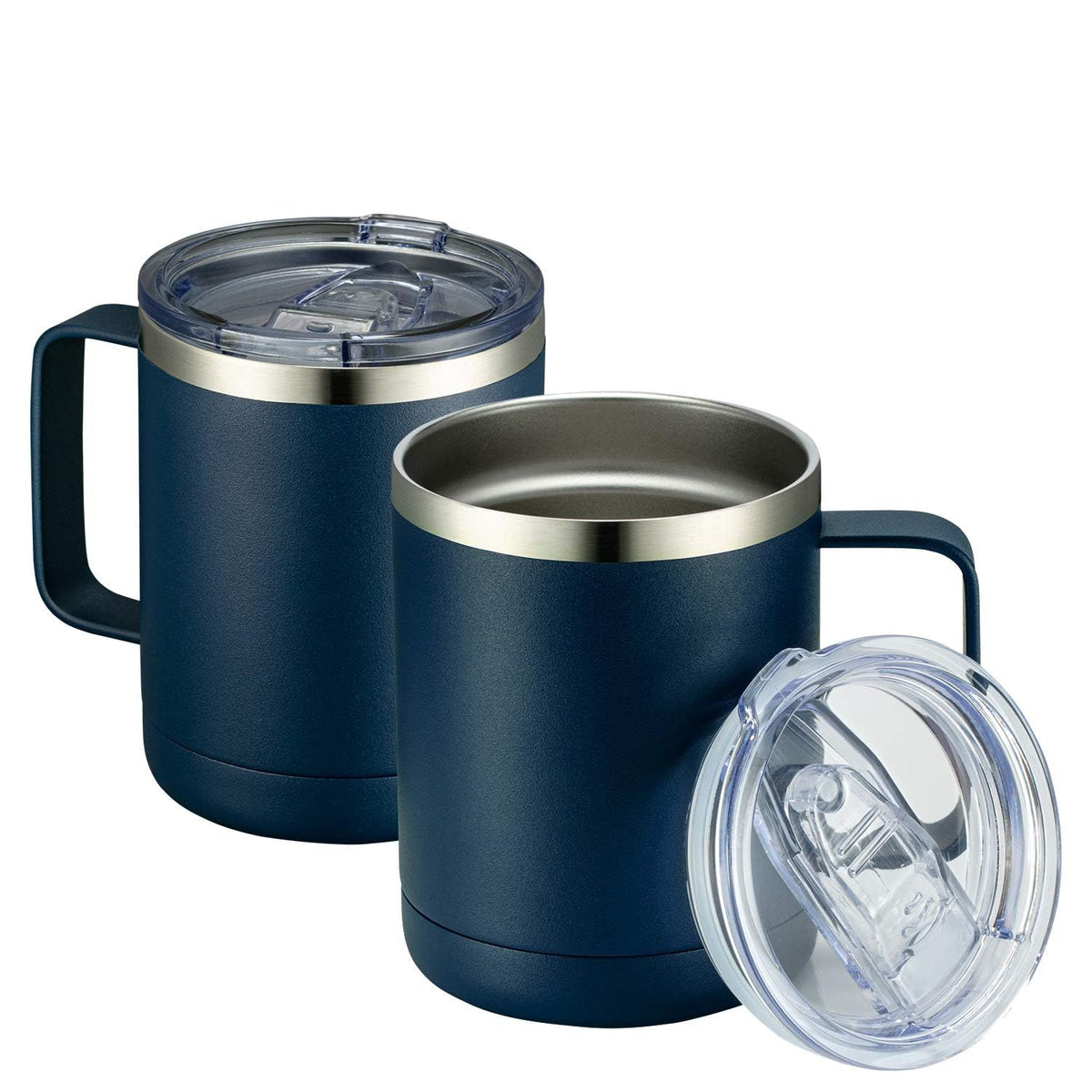 MEWAY 12oz Coffee Mug With Handle and Sliding Lid,Stainless Steel Travel Tumbler Cup with Handle,Double Wall Vacuum Insulated Camping Cup for Hot & Cold Drinks Tea (Lilac,Set of 1)