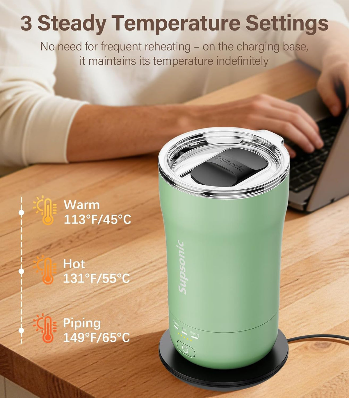 Supsonic Heated Coffee Mug, 14oz Smart Constant Temperature Travel Mug (S1)