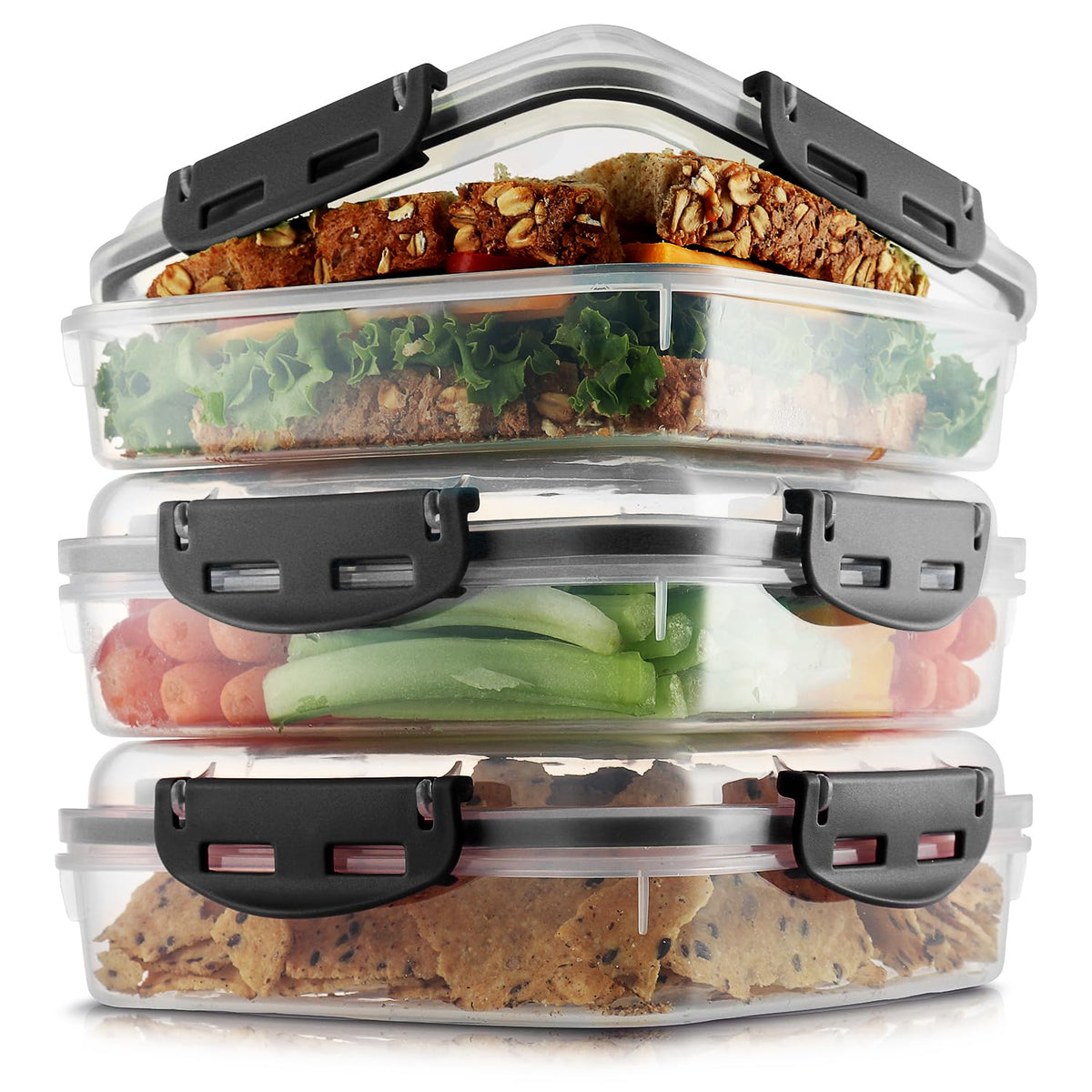Tafura 2 Pack Sandwich Containers with Lids, BPA-Free, Black