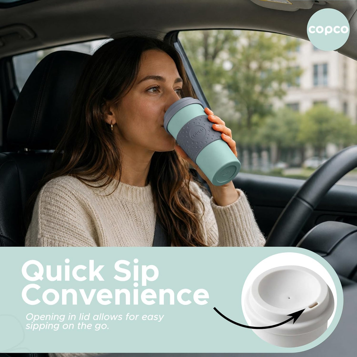 Copco Acadia Travel Mug with Lid, 16 Oz - Aqua & Gray, Set of 2