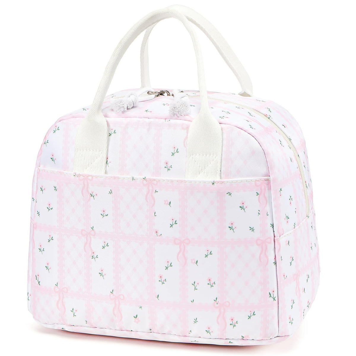 LOVELYWIND Lunch Box for Women, Insulated Lunch Bag, Green Stripe Tote 9L