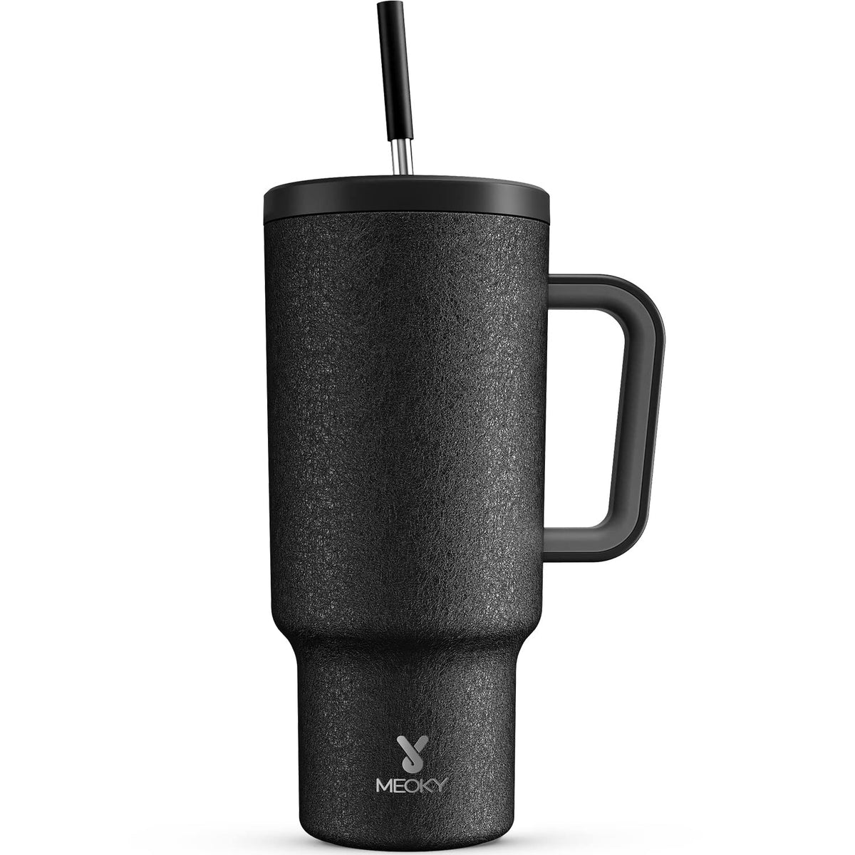 Meoky 40oz Tumbler with Handle, Leak-proof Lid and Straw, Insulated Coffee Mug Stainless Steel Travel Mug, Keeps Cold for 34 Hours or Hot for 10 Hours (Night)