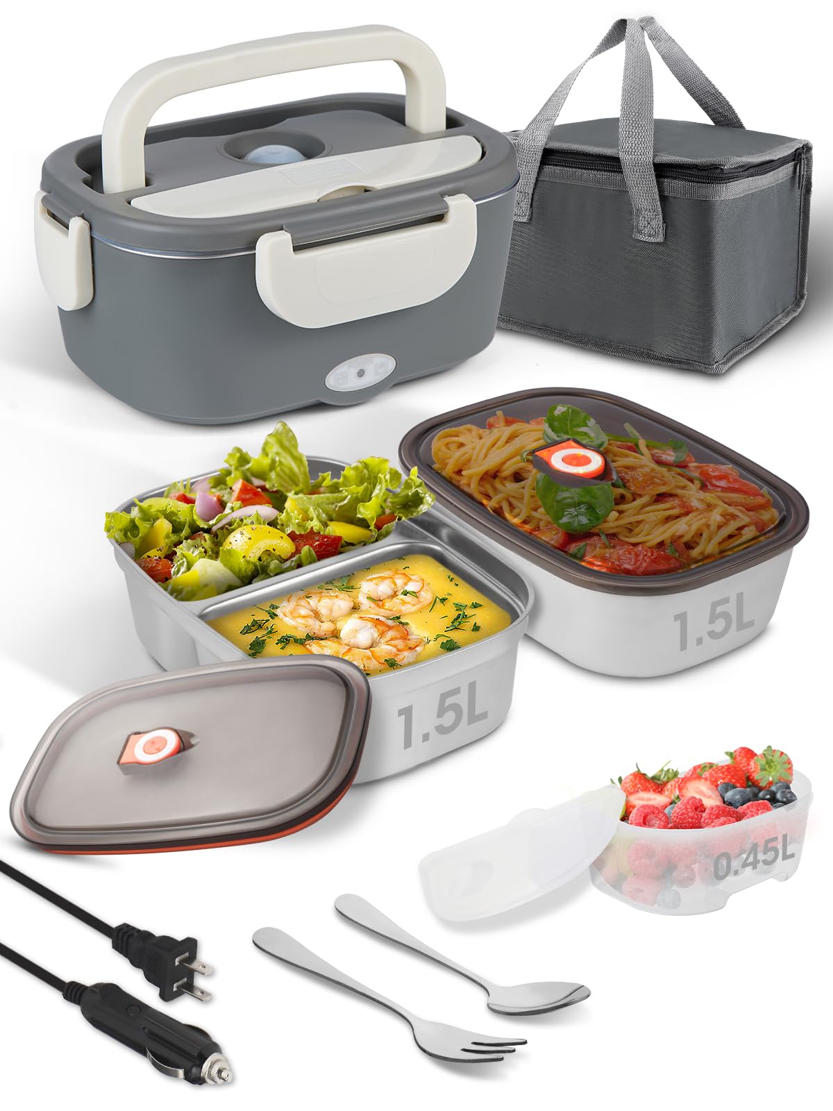 SOHIDA 1.5L Electric Lunch Box Food Heater, 80W Heated Lunch Box (Green)