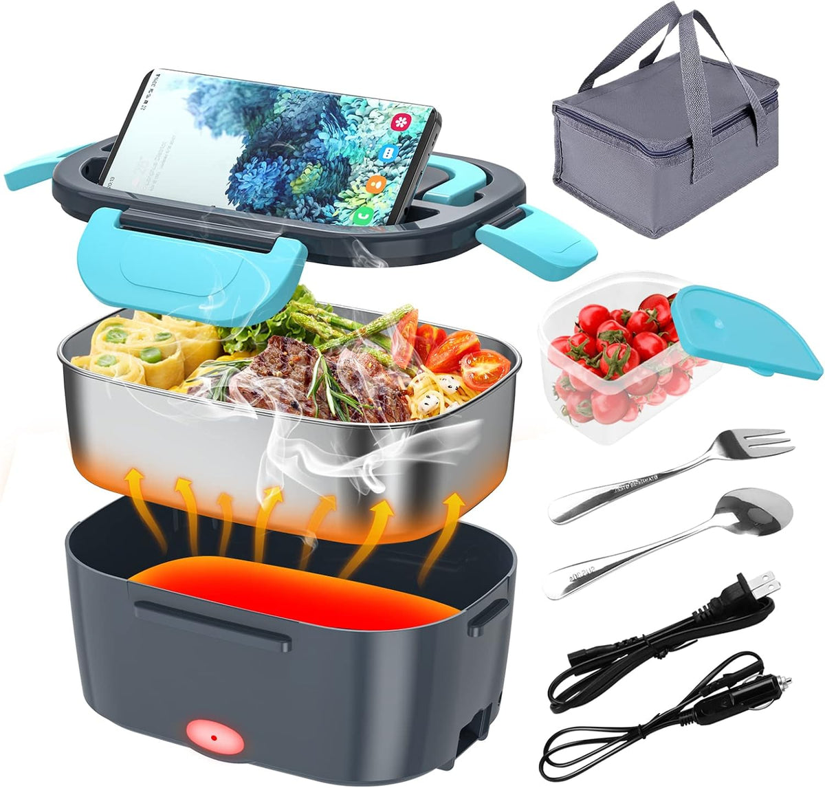 CHARMDOO Electric Lunch Box, Food Warmer Heater 12V 24V 110V