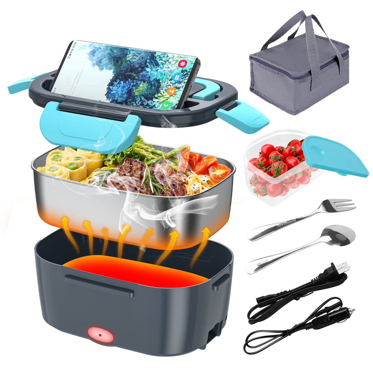 CHARMDOO Electric Lunch Box, Food Warmer Heater 12V 24V 110V