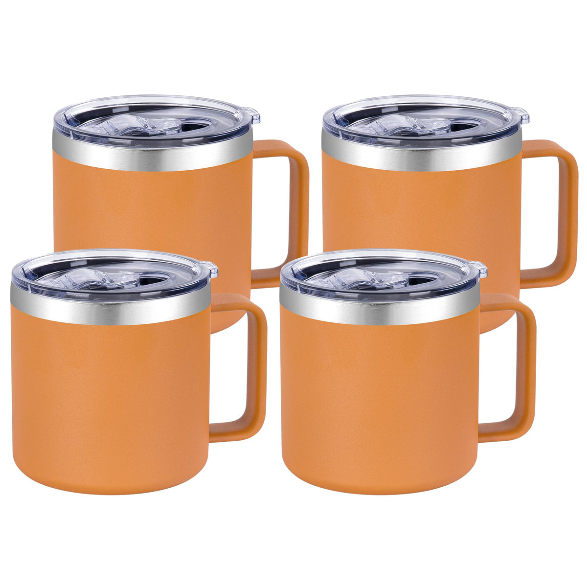 VEGOND 14 oz Insulated Coffee Mug with Handle, Stainless Steel Travel Coffee Mug with Lid, Double Wall Vacuum Metal Coffee Cup, Coffee Tumbler Powder Coated, Orange 1 Pack