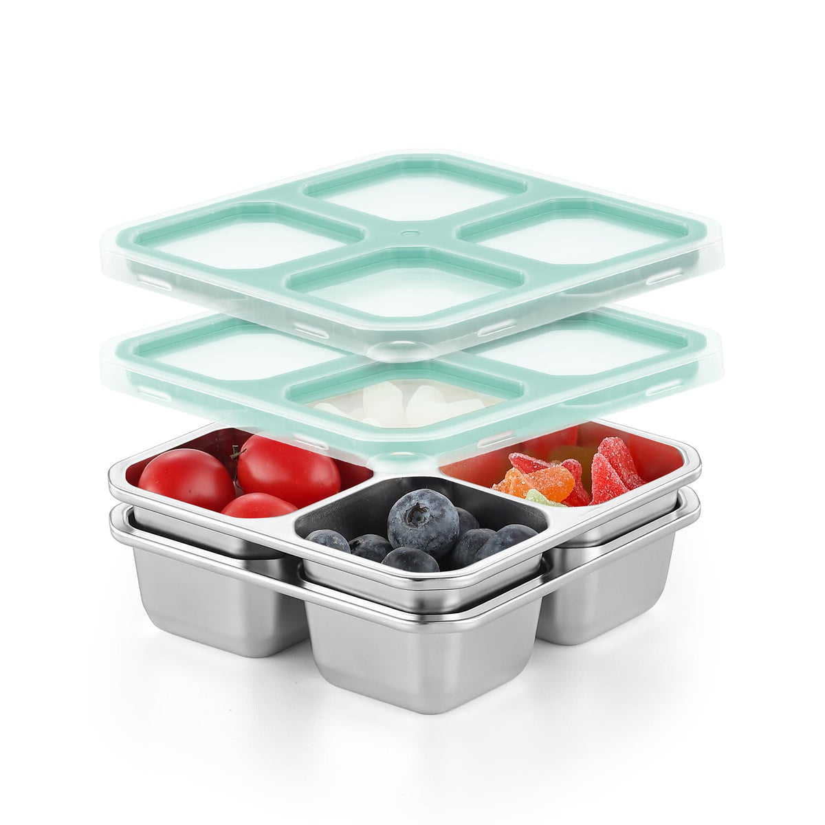 BEFOY 304 Stainless Steel Snack Containers with Lids Bento Lunch Boxes