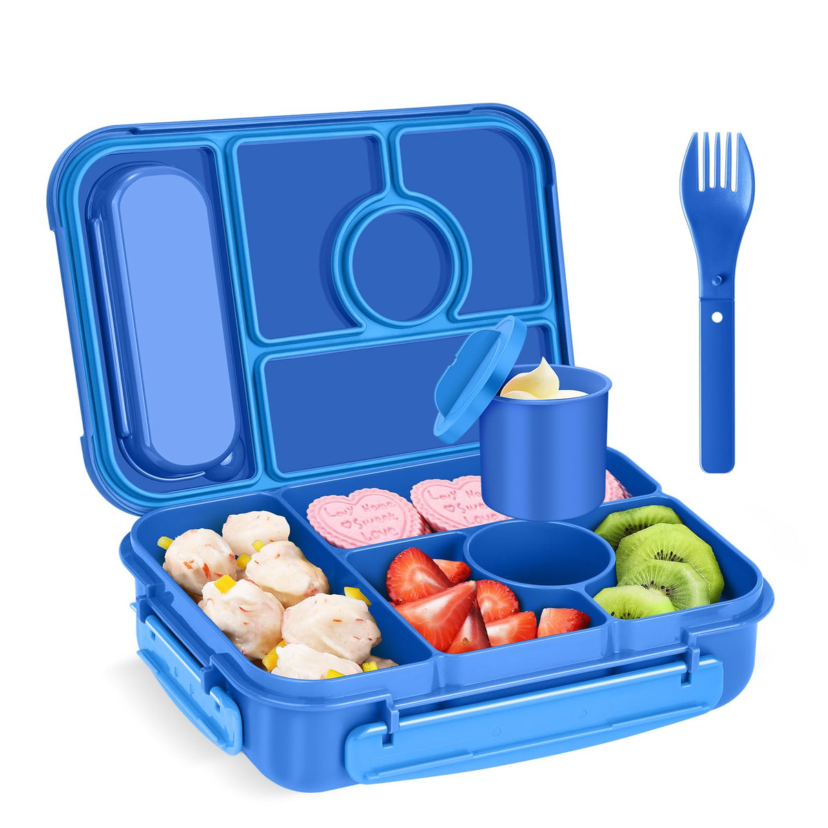 Amathley Bento Box Adult Lunch Box Kids,Lunch Containers for Adults/Kids/Toddler,5 Compartments Bento Lunch Box with Sauce Vontainers,Microwave & Dishwasher & Freezer Safe,BPA-Free (Red lily)