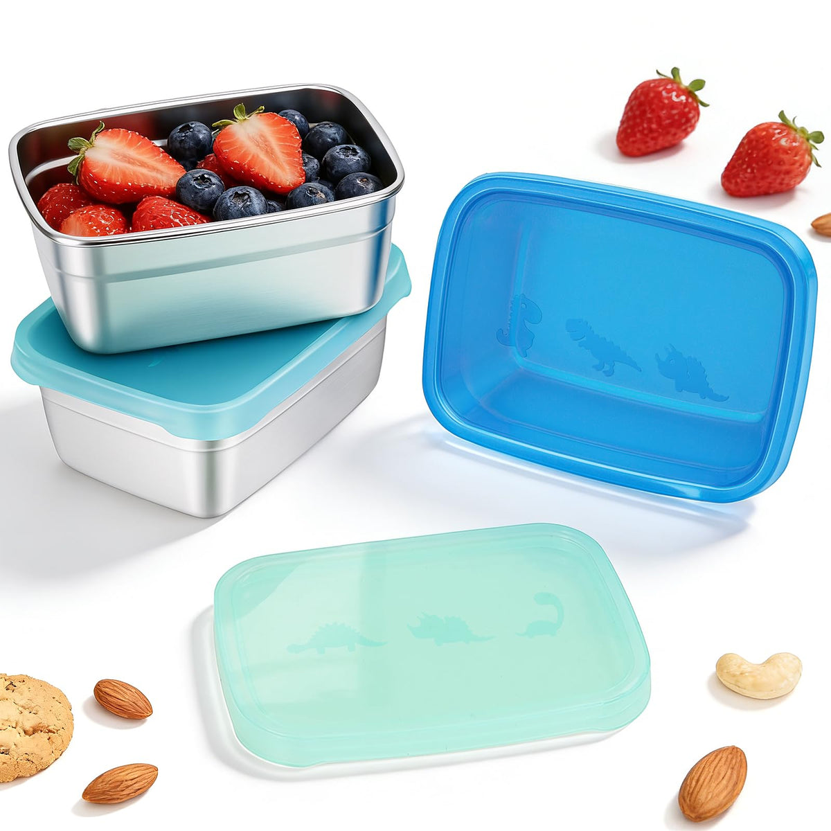 Tanjiae 4Pack 8oz Small (1 CUP) Stainless Steel Snack Containers for Kids | Reusable Easy Open Toddler Snack Containers with Silicone Lids | Stackable Toddler Lunch Box for Daycare, School and Travel