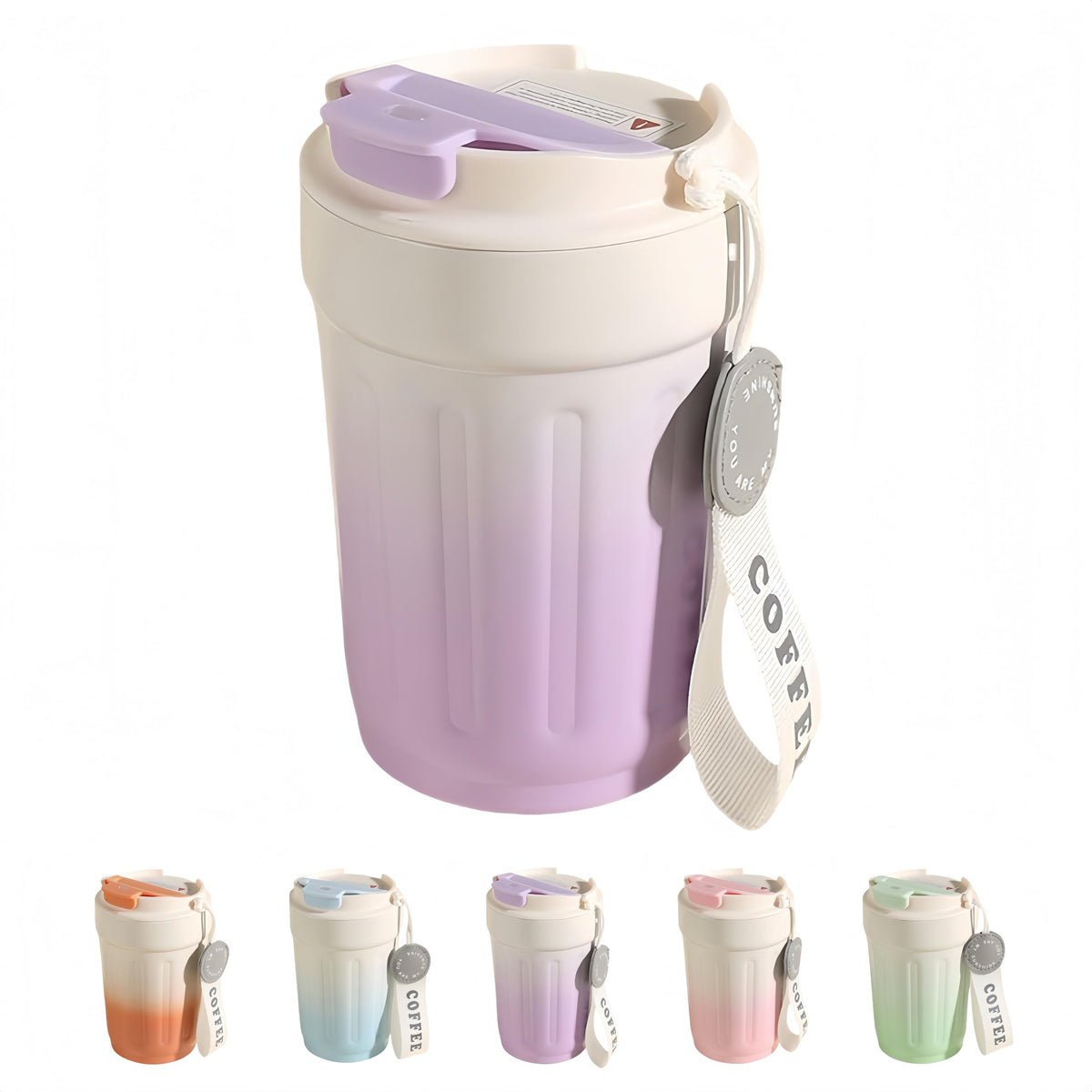 14oz Portable Vacuum Insulated Coffee Mug, Ceramic Lined Travel Cup