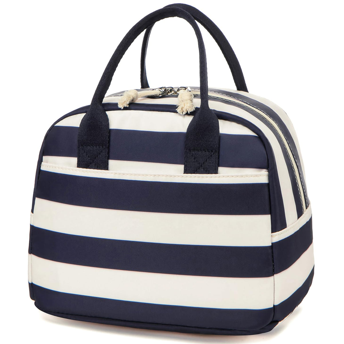 LOVELYWIND Lunch Box for Women, Insulated Lunch Bag, Green Stripe Tote 9L