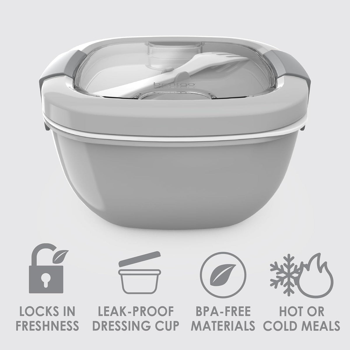 Bentgo Salad Container, Lunch Bowl with 4-Compartment Toppings Tray, 54 oz