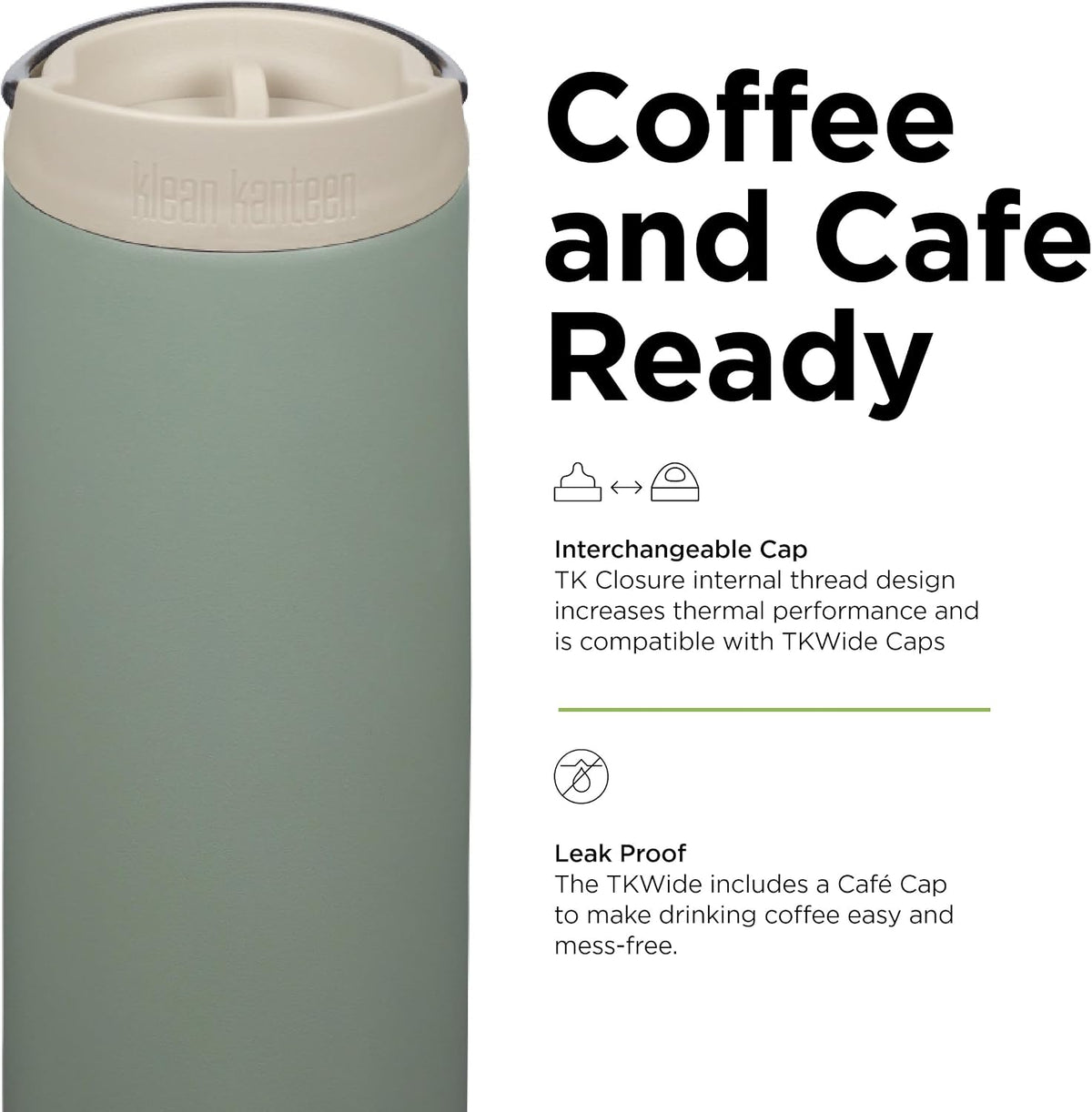 Klean Kanteen 16oz TKWide Insulated Coffee Tumbler with Café Cap - Sea Spray