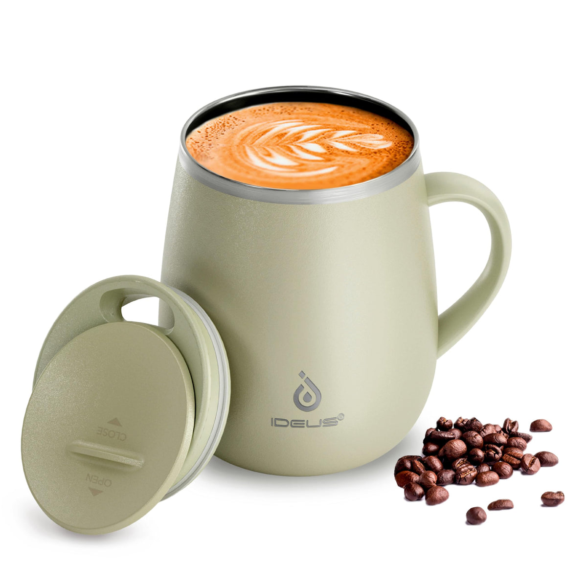 Ideus 16 oz Insulated Coffee Mug with Lid and Handle (Sakura Pink 2.0)