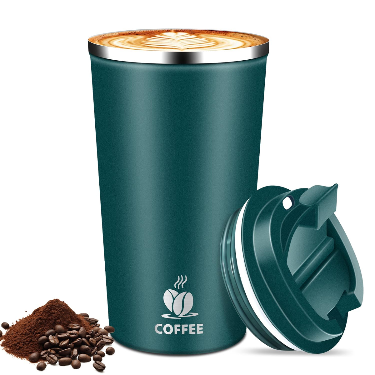 17oz Insulated Travel Coffee Mug with Flip Lid – Leakproof Stainless Steel Insulated Coffee Tumblers, Reusable Coffee Cup for Hot & Cold Drinks, Perfect for Camping & On-the-Go