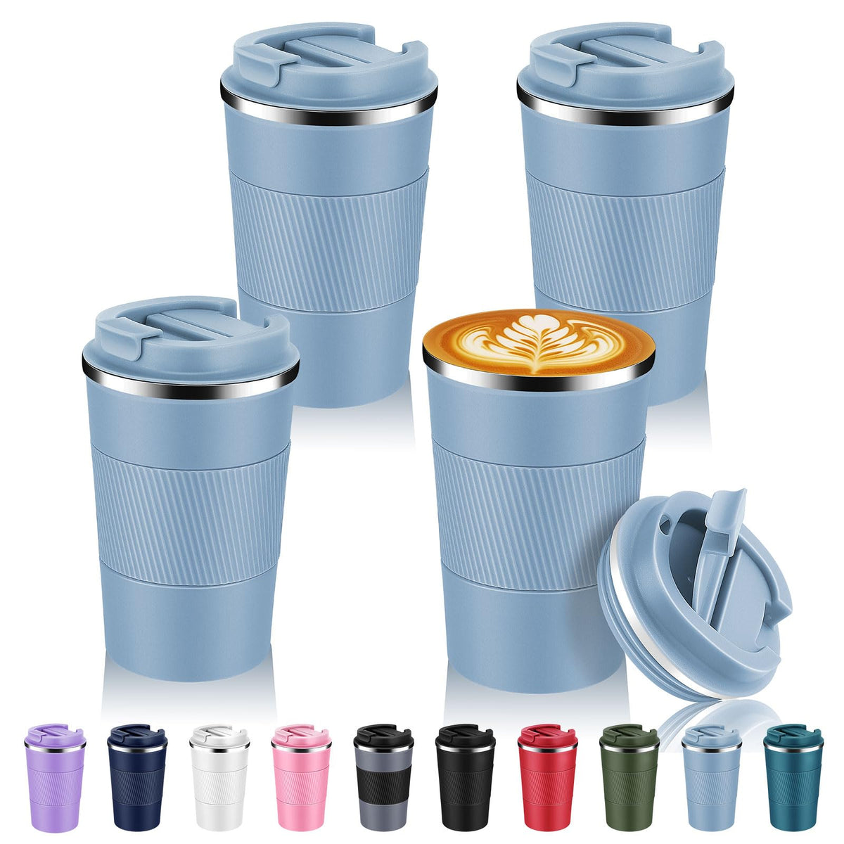 Volhoply 13 oz Stainless Steel Insulated Travel Coffee Cup with Fip Lid,Reusable Double Wall Vacuum Metal Coffee Mug,Portable to Go Leak Proof Cafe Mugs for Hot & Cold Drinks(Pink,1)