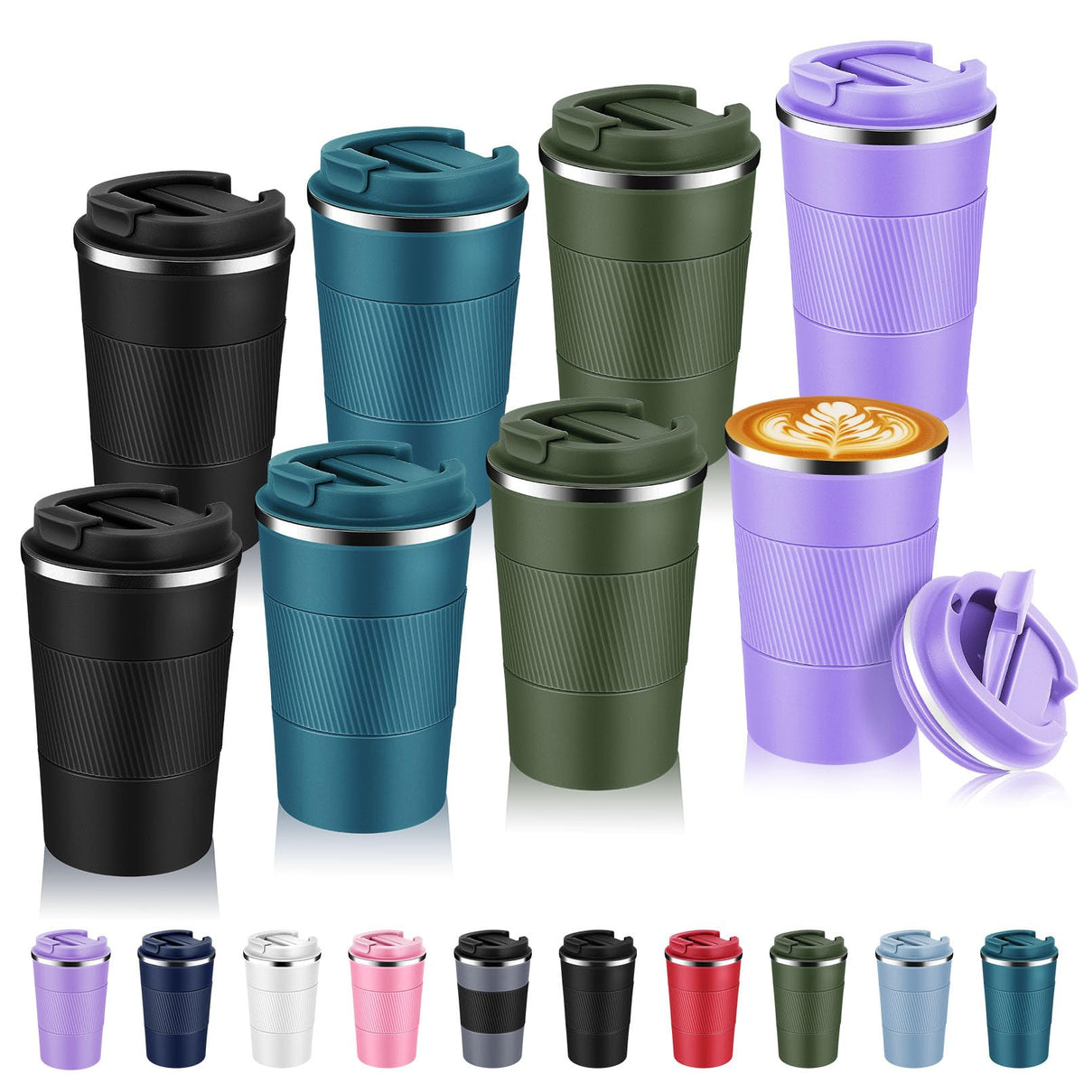 Volhoply 13 oz Stainless Steel Insulated Travel Coffee Cup with Fip Lid,Reusable Double Wall Vacuum Metal Coffee Mug,Portable to Go Leak Proof Cafe Mugs for Hot & Cold Drinks(Pink,1)